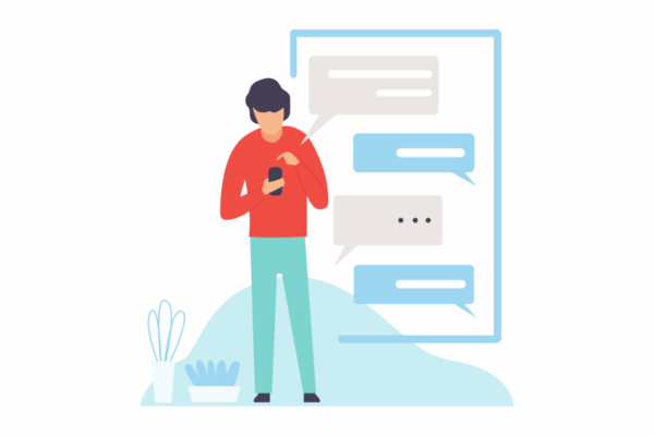 Illustration of teenager texting