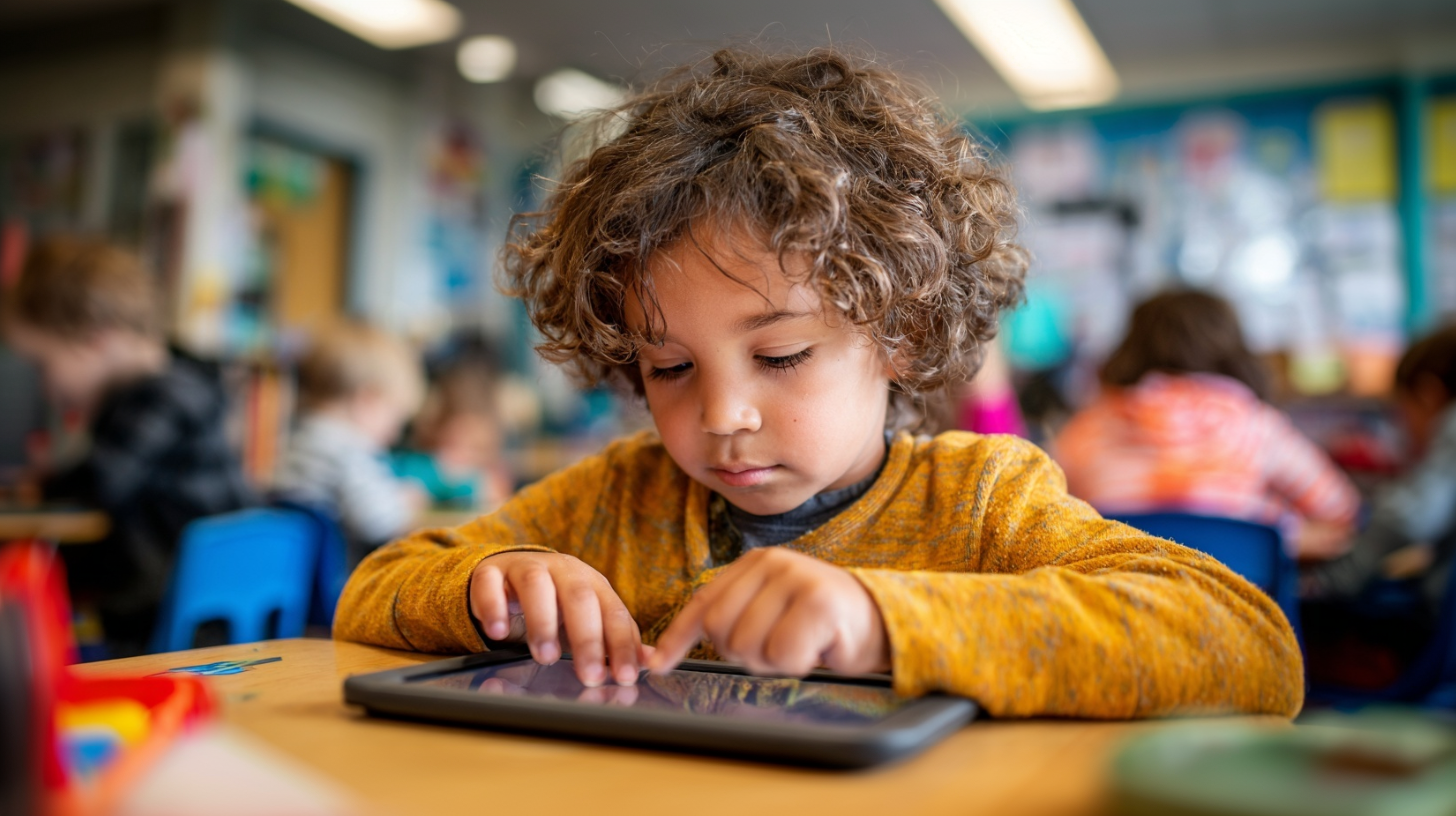A child using a tablet